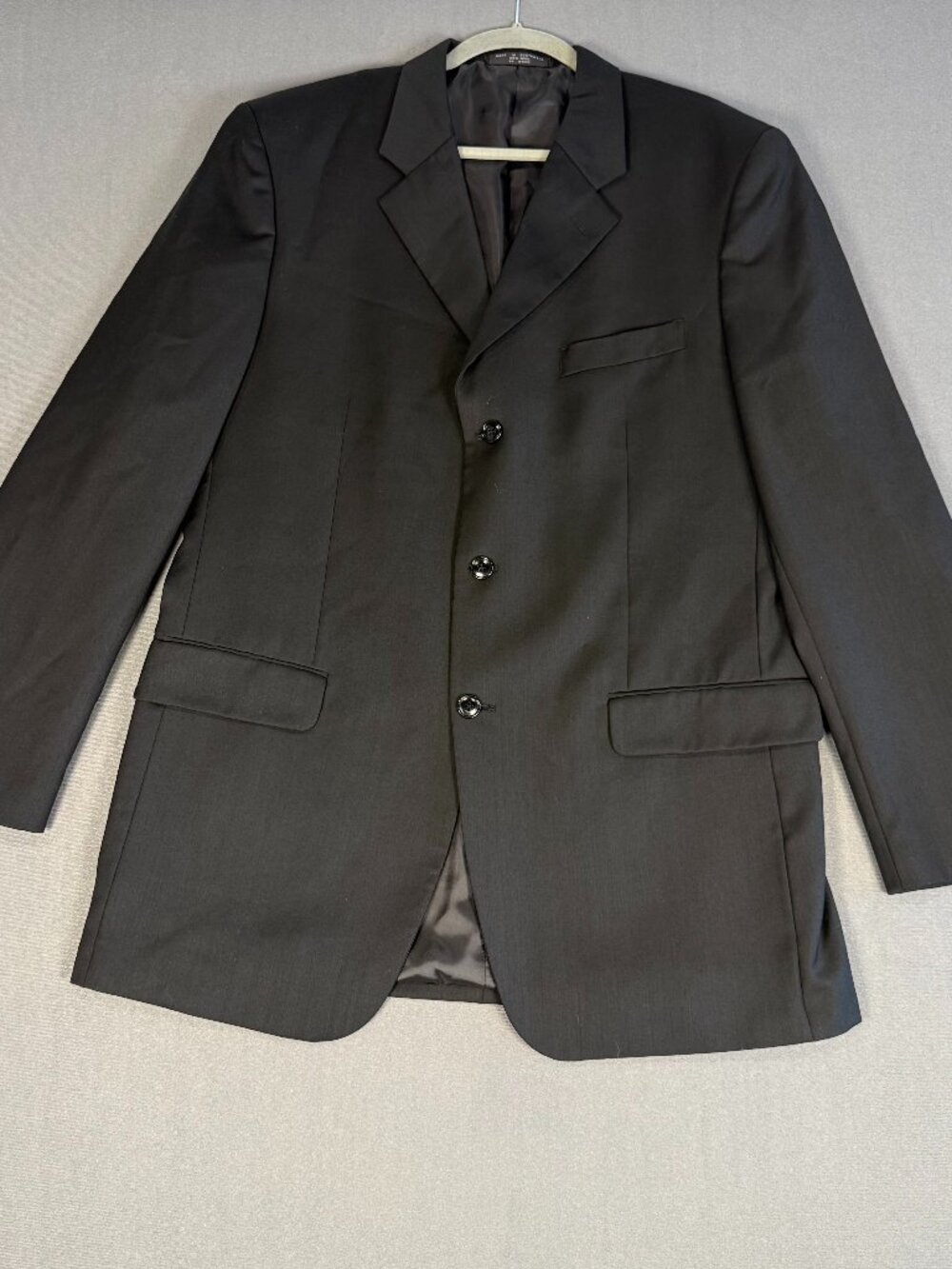 Albert Nipon Men’s 42L Black 100% Wool Blazer Three Button Sport Coat